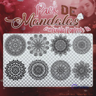 曼陀罗式花纹Photoshop笔刷素材下载（PNG文件格式素材）-玩吧资源站