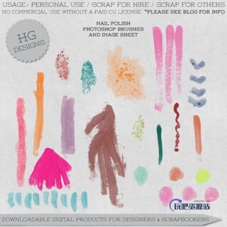 颜料画笔刷子笔触Photoshop笔刷素材-玩吧资源站