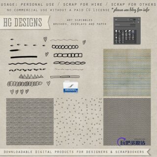 可爱手绘小装饰图案Photoshop笔刷素材下载-玩吧资源站