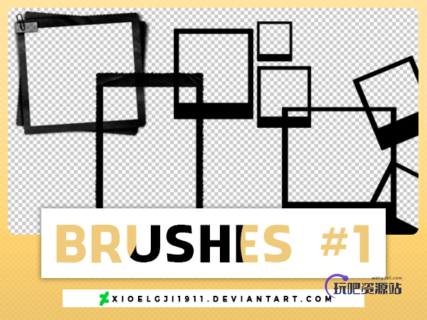 拍立得相框、照片边框图形素材PS笔刷下载-玩吧资源站