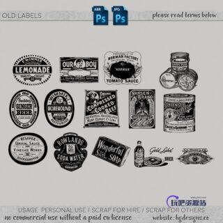 欧美复古风格的标签图案Photoshop笔刷素材下载-玩吧资源站