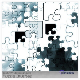 拼图图形模板Photoshop笔刷素材下载-玩吧资源站