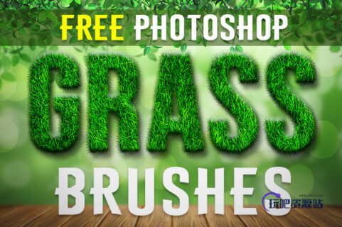 免费的青草、草地纹理、草坪、草皮Photoshop笔刷下载-玩吧资源站