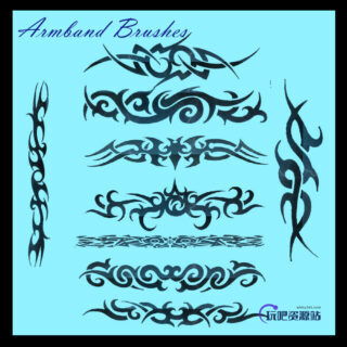 犀利的纹饰刺青图案Photoshop笔刷下载-玩吧资源站
