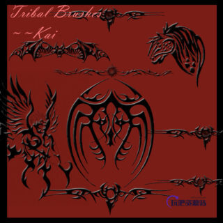 恶魔纹饰图案、地狱纹身刺青Photoshop笔刷下载-玩吧资源站