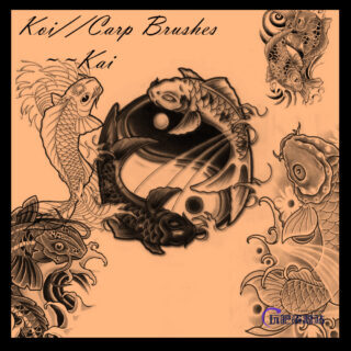 年年有余、年年有鱼中华传统文化年画图案PS笔刷下载-玩吧资源站