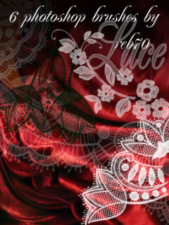 蕾丝边式绣花风格的Photoshop印花花纹图案笔刷-玩吧资源站