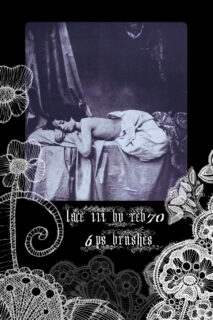 漂亮的绣花风格的PS蕾丝边印花笔刷-玩吧资源站