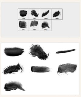 7种高清毛笔刷子笔触划痕PS笔刷下载-玩吧资源站