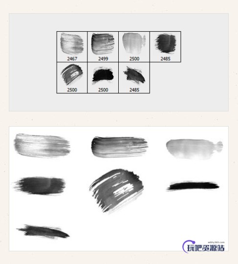 7种高分辨率颜料画笔笔触痕迹PS笔刷素材下载