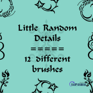 12种手绘中东风格的印花花纹图案PS笔刷下载-玩吧资源站