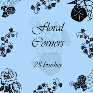 28种漂亮的鲜花花朵图案Photoshop植物花纹笔刷-玩吧资源站