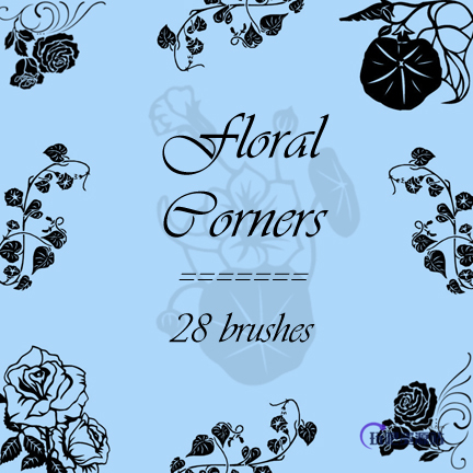 28种漂亮的鲜花花朵图案Photoshop植物花纹笔刷