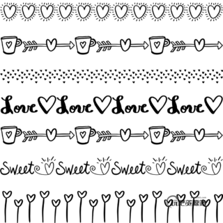 可爱手绘卡哇伊爱心图案填充Photoshop底纹素材.pat-玩吧资源站