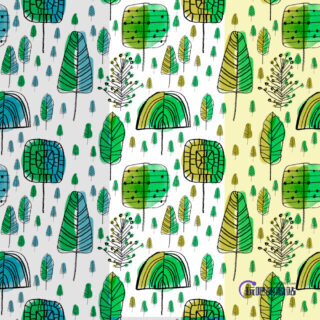 童趣手绘涂鸦森林图案填充Photoshop底纹素材.pat-玩吧资源站