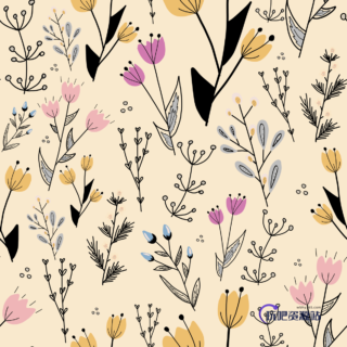 8种矢量花卉图案Photoshop填充印花底纹pat-玩吧资源站