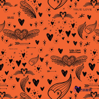 非主流时尚爱心花纹图案Photoshop填充心形印花底纹pat-玩吧资源站