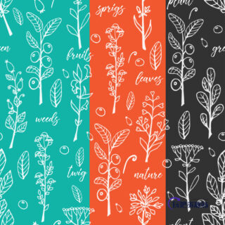 4种手绘的杂树、杂草、野花线条Photoshop填充图案底纹素材 Patterns 下载-玩吧资源站