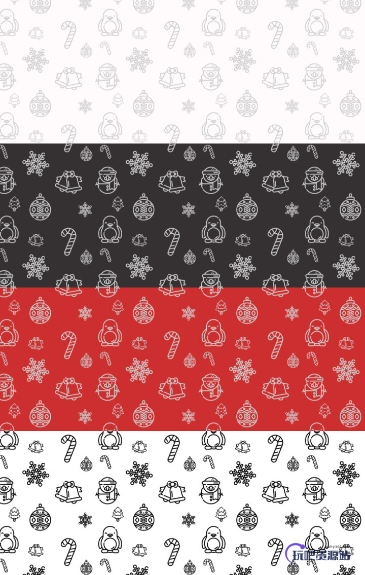 新年快乐、圣诞节节日背景气氛印花装饰Photoshop填充图案底纹素材 Patterns 下载