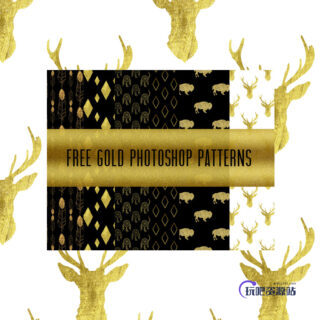 8种金色花纹、土豪金装饰图形Photoshop填充图案底纹素材 Patterns 下载-玩吧资源站