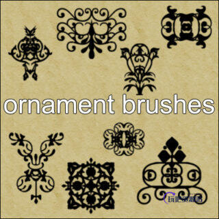 手绘艺术性印花图案Photoshop笔刷素材-玩吧资源站