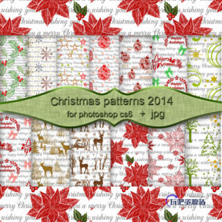 圣诞节花纹纹理Photoshop填充图案文件底纹素材 .pat 下载-玩吧资源站