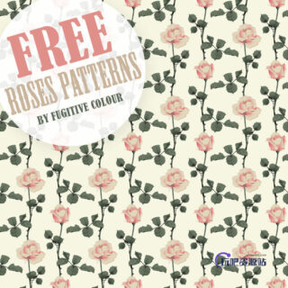 漂亮的水彩玫瑰花图案PS填充底纹素材下载-玩吧资源站