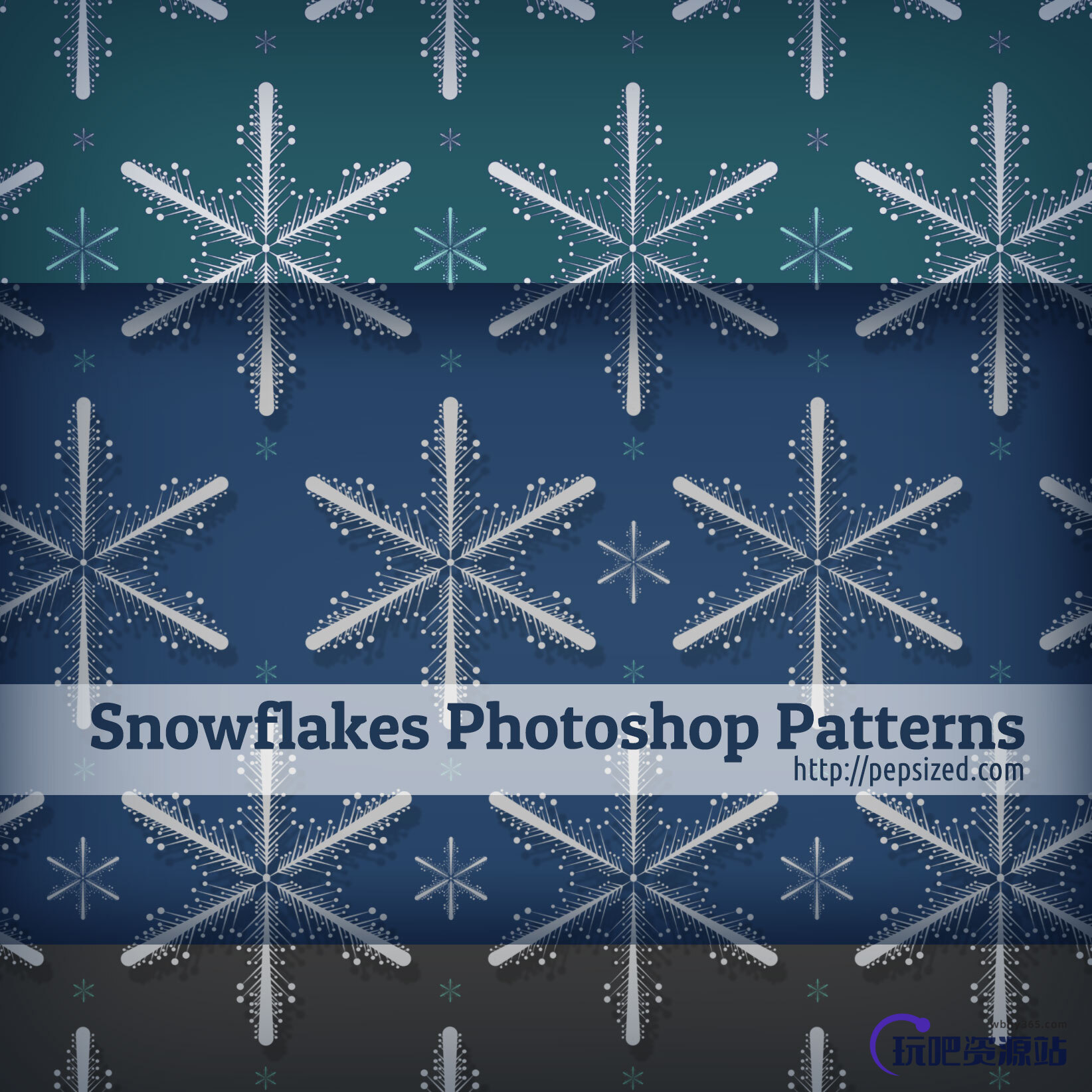 漂亮的雪花印花纹理Photoshop图案底纹素材.pat