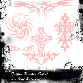 魔鬼、恶魔图章纹身、刺青图案Photoshop纹饰笔刷素材-玩吧资源站