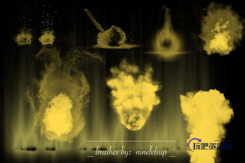 火焰、焰火图案Photoshop笔刷素材下载-玩吧资源站