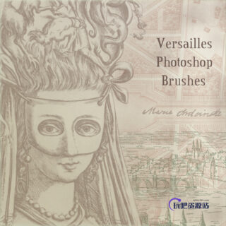 凡尔赛宫主题素描图案Photoshop笔刷-玩吧资源站