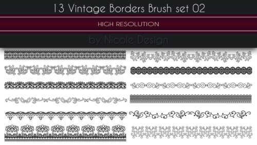 13种欧式经典印花条纹图案Photoshop笔刷下载-玩吧资源站