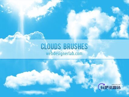 蓝天白云、云朵效果Photoshop笔刷免费下载-玩吧资源站