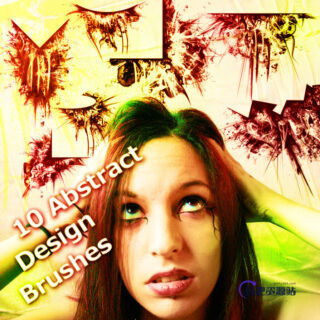 10种抽象艺术背景PS笔刷下载-玩吧资源站