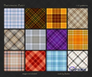 格子布系列图案背景PS填充底纹素材下载-玩吧资源站