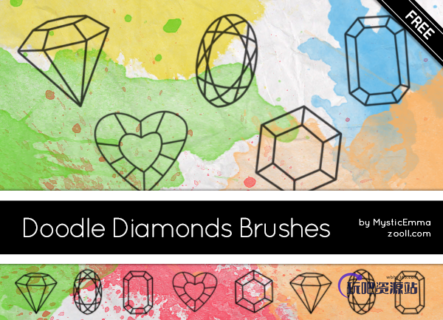 手绘钻石线框图案Photoshop笔刷素材下载-玩吧资源站
