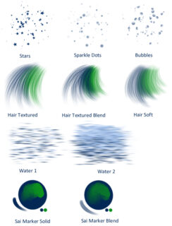 星星、气泡、发丝风格笔触的sut笔刷画笔下载-玩吧资源站