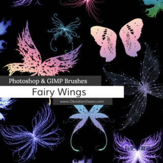 梦幻精灵蝴蝶翅膀、妖姬翅膀PS笔刷素材下载-玩吧资源站