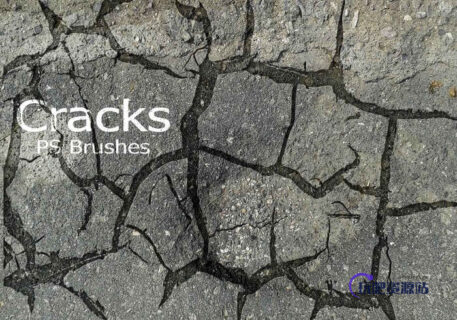 20种地面干涸、开裂、龟裂纹理PS笔刷素材下载-玩吧资源站