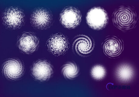 14种旋涡螺旋图案造型PS笔刷素材-玩吧资源站