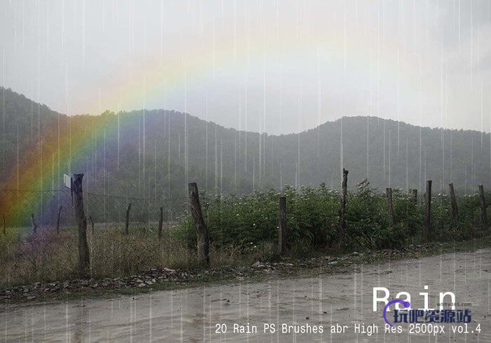 20种下雨场景效果PS雨纹理笔刷素材下载