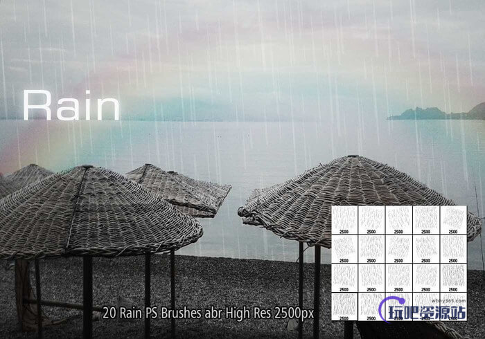 20种超真实的下雨纹理图案PS雨水笔刷