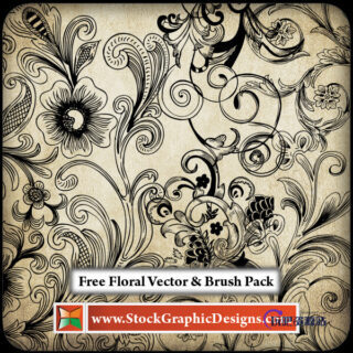 漂亮的手绘素描式艺术花纹图案Photoshop笔刷素材下载-玩吧资源站