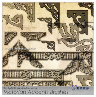 艺术装饰性花纹边角图案PS笔刷素材下载-玩吧资源站