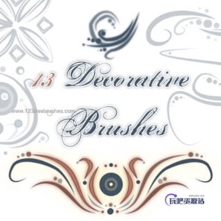 13种漂亮的艺术花纹描绘图案PS笔刷下载-玩吧资源站
