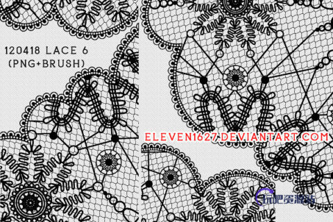 漂亮的蕾丝边花纹图案装饰Photoshop笔刷素材下载-玩吧资源站