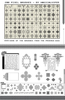 200种经典复古的民族特色古典花纹图案Photoshop像素印花笔刷-玩吧资源站
