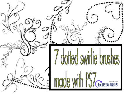 漂亮的点状植物印花花纹图案PS笔刷素材下载-玩吧资源站