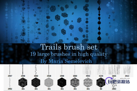 19种高品质科技感背景纹理效果PS笔刷素材下载-玩吧资源站