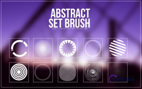 矢量式风格的圆环、同心圆纹理等PS笔刷素材下载-玩吧资源站